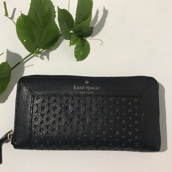 Kate Spade Handbags - Kate Spade Black Laser Cut Wallet.  EUC